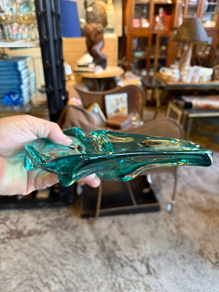 Vintage green glass ashtray attributed to empoli