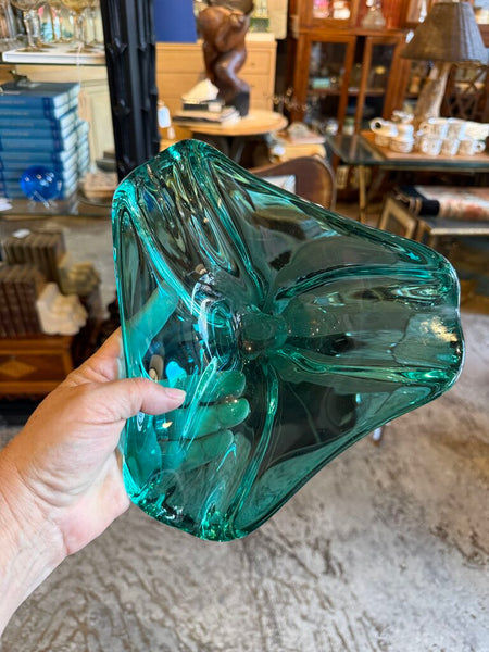 Vintage green glass ashtray attributed to empoli