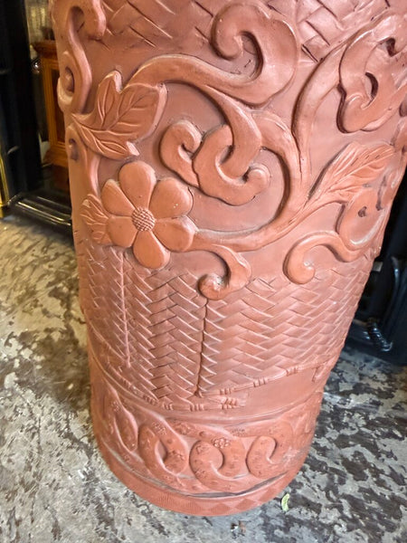 MCM Chinoiserie Terracotta Umbrella Stand