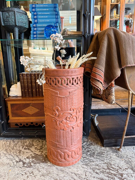 MCM Chinoiserie Terracotta Umbrella Stand