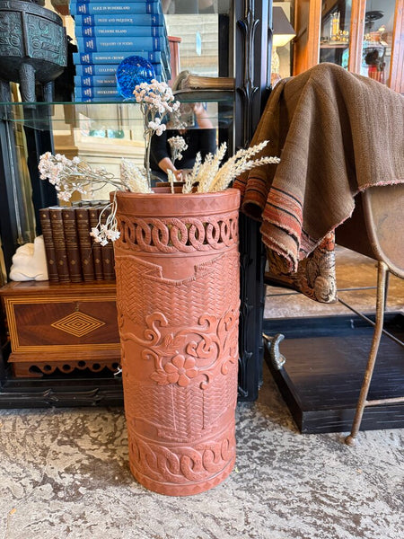 MCM Chinoiserie Terracotta Umbrella Stand