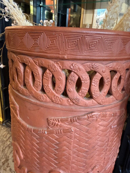 MCM Chinoiserie Terracotta Umbrella Stand