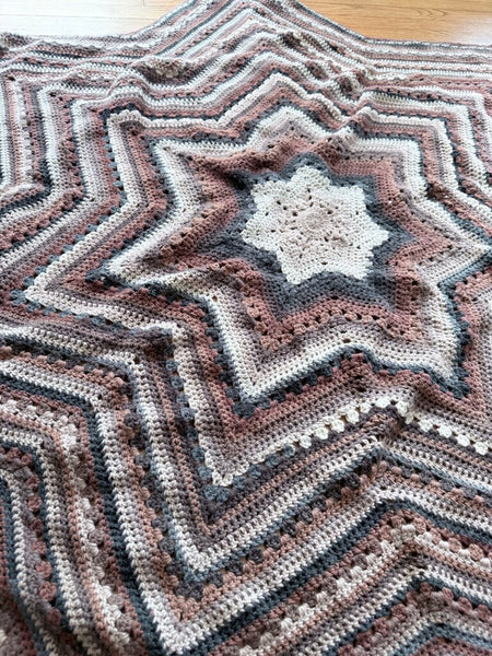 queen sized 7 pointed handmade crochet star blanket-100% acrylic yarn-fully machine wash/dry-able