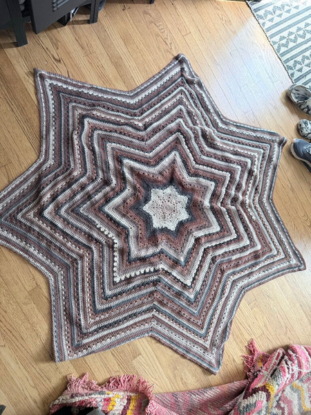 queen sized 7 pointed handmade crochet star blanket-100% acrylic yarn-fully machine wash/dry-able