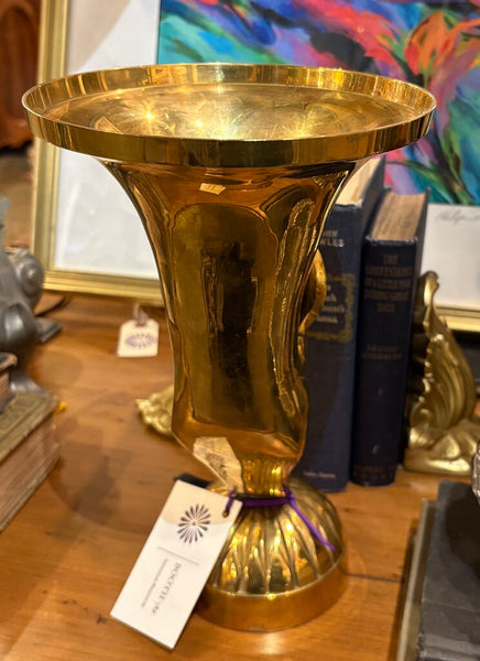 VINTAGE SOLID BRASS DEER VESSEL | 12"H X 8.8.25"W