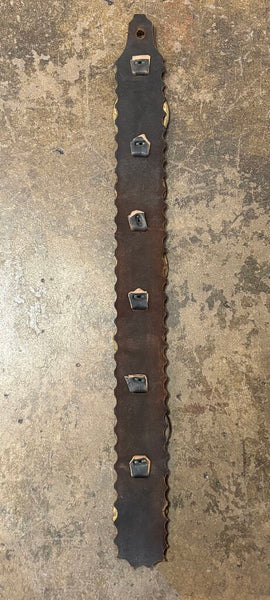 VINTAGE BRASS BRIDLE MEDALLIONS ON TOOLED LEATHER STRAP