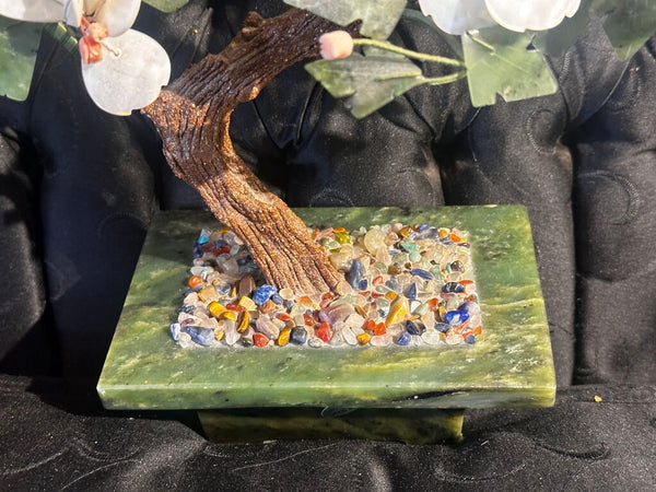 Vintage Gem Stone Bonsai Tree Mother Of Pear Florals 12inch T