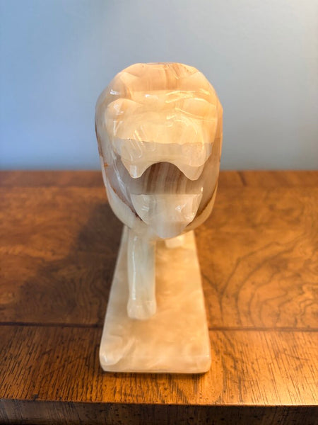 Vintage onyx/marble carved lion 12L x6.5t