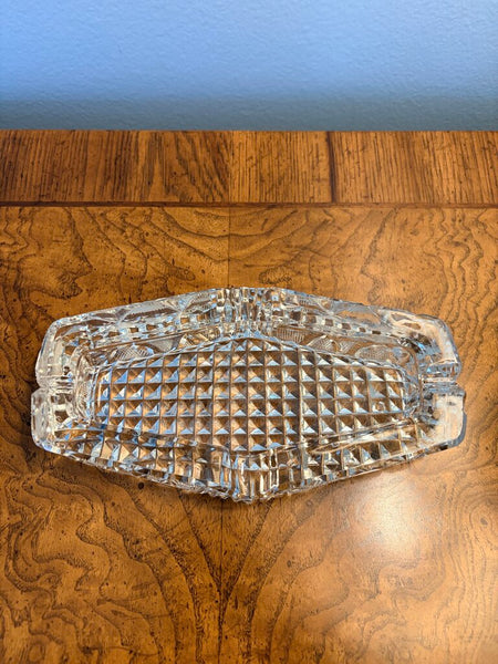 Unusual shape vintage cut glass ash tray