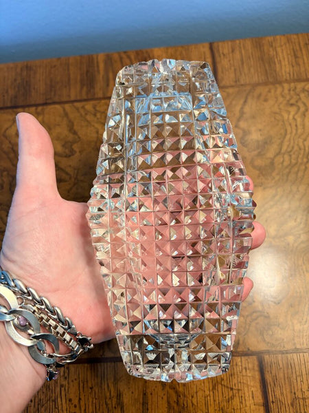 Unusual shape vintage cut glass ash tray