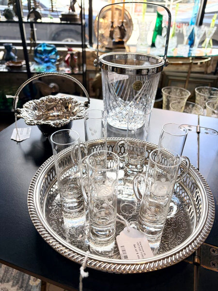 Set of 6 etched and handled shots