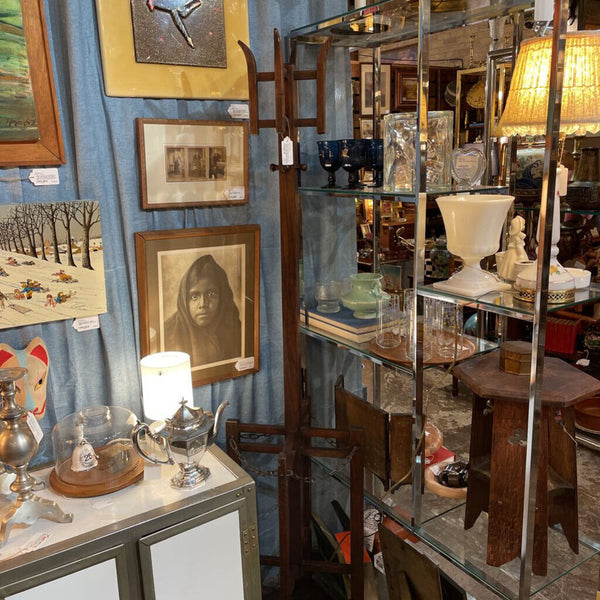 Early 20th Century Mission Oak Hall Tree Arts and Crafts Style -- Wood Hooks, Umbrella Holder, Chain Details -- 70in Tall, 12 in deep/wide IN STORE PICK UP ONLY