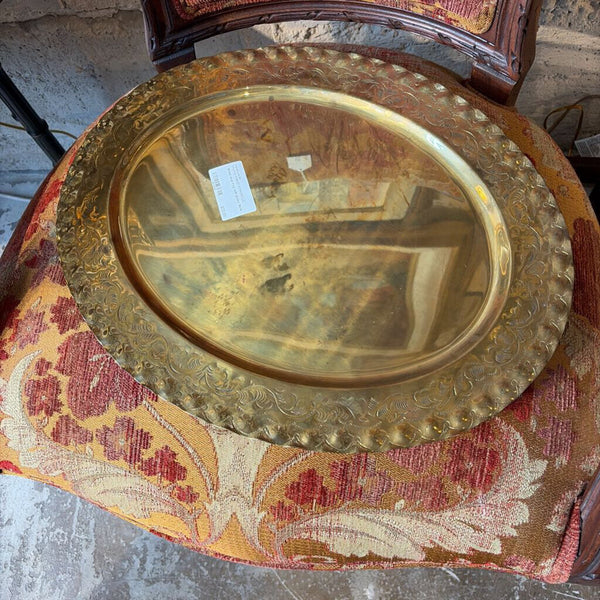Brass oval tray with patina 18x14