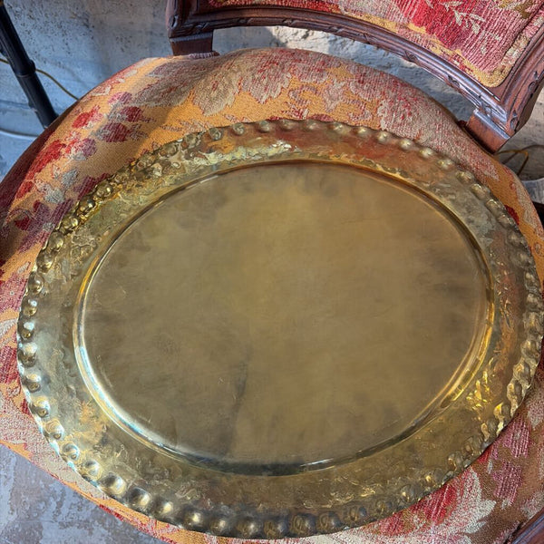 Brass oval tray with patina 18x14