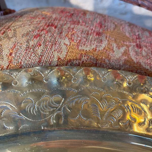 Brass oval tray with patina 18x14