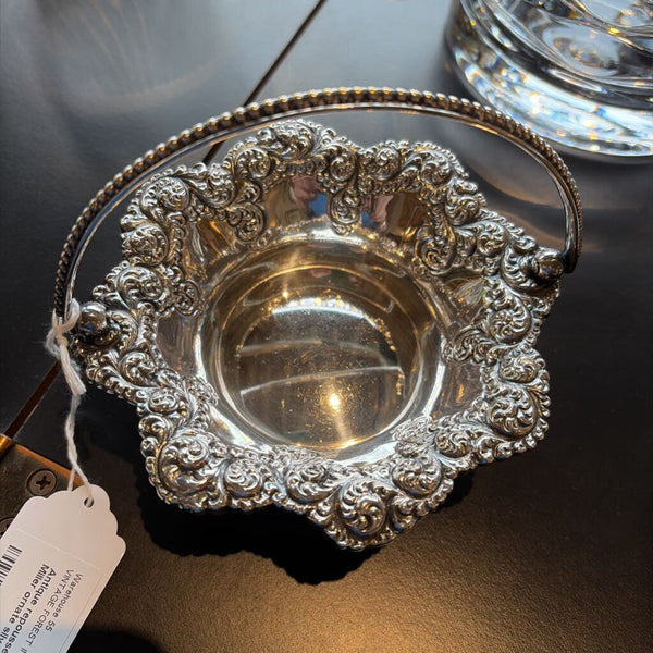 Antique repousse Simpson Hall Miller ornate silverplate basket