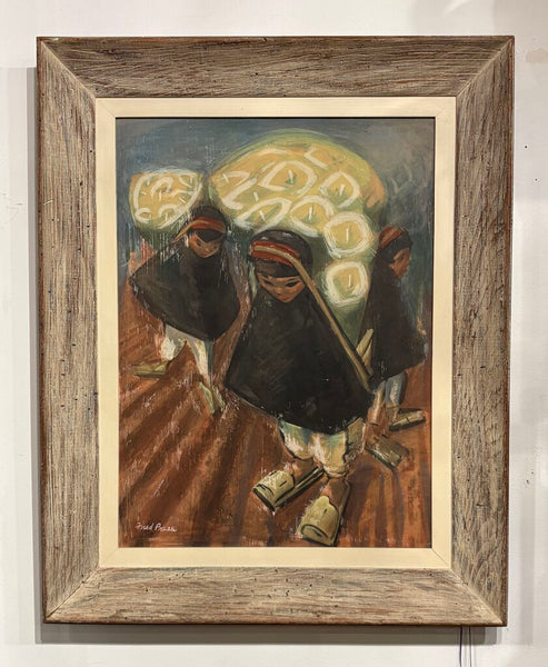 THE LILY VENDORS BY FRED PRESSMAN FRAMED PAINTING PRINT | 39"H X 31.25"W