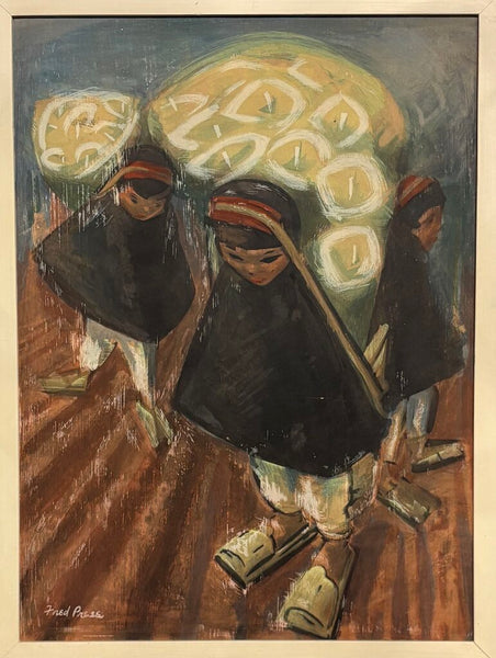 THE LILY VENDORS BY FRED PRESSMAN FRAMED PAINTING PRINT | 39"H X 31.25"W