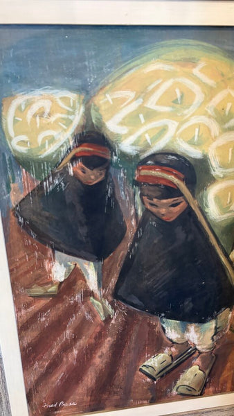 THE LILY VENDORS BY FRED PRESS FRAMED PAINTING PRINT | 39"H X 31.25"W