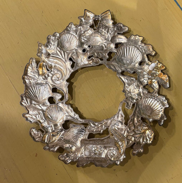ENGLISH SILVER PLATE SEA LIFE VINTAGE WREATH OR TRIVET | 9.5"H X 9"W