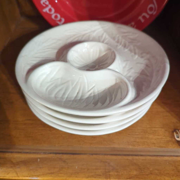 LSBJ - Set of 4, California Pottery Vintage White Artichoke/ Appetizer Plates