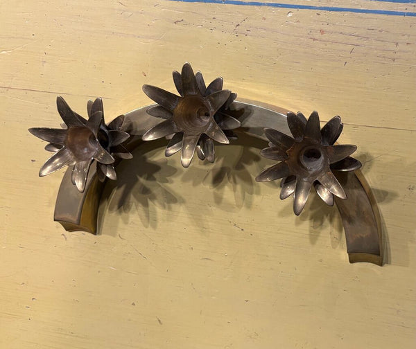 VINTAGE BRASS PINEAPPLE TRIO CANDELABRA | 11.75"W X 3.25"H