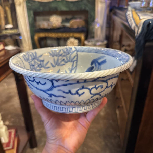 Blue and White Twist Bird Bowl