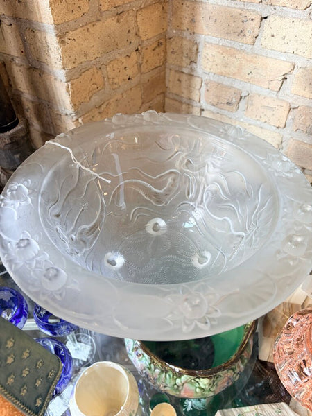 1930s Josef Inwald Mermaid bowl with lotus flower border-of the highest quality approx 13x6 for pick up only