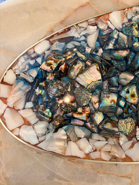Mid Century Modern Onyx,Abalone,Mother of Pearl and brass coffeetable by Arturo Pani for Muller of Mexico-as found. Approx 58x26x16.5 For Pick Up Only Incredible true mid century piece