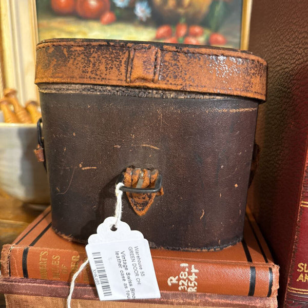 Vintage Swiss Binoculars and leather case as found