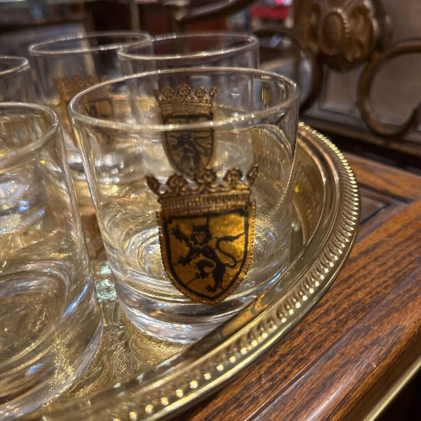 Set of 6 Crest shield Lion glasses