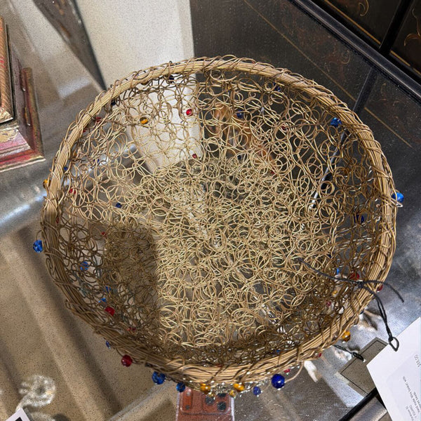 Hand made Wire basket with colored beads