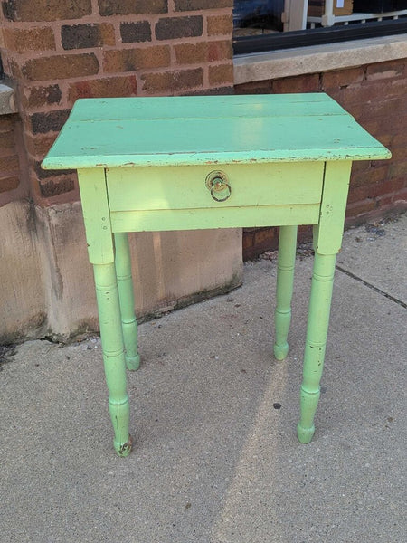 LSBJ - Mint Painted Primitive One-Drawer Accent Table 24"Wx18"Dx29"H