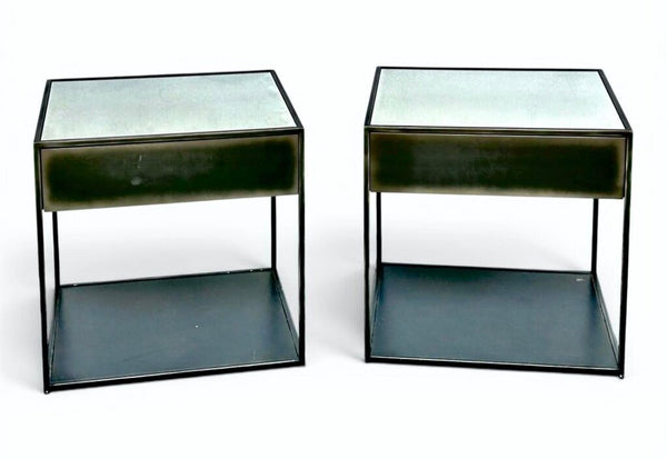 PAIR RH MIRRORED TABLES 24T 24W 20D IN STORE PICK UP ONLY