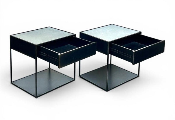 PAIR RH MIRRORED TABLES 24T 24W 20D IN STORE PICK UP ONLY