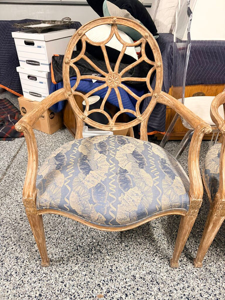 Dennis and Leen Lux pair of Hepplewhite spider back super high end chairs 38x27x24 approx for pick up only