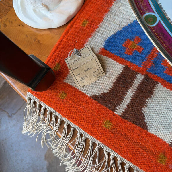 Large Maria Domanska hand woven wool folk art textile for Cepelia in the 1960s approx 21x20 with original tag