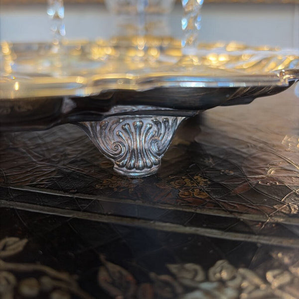 Footed silver plate vintage Rogers tray approx 14.5x11