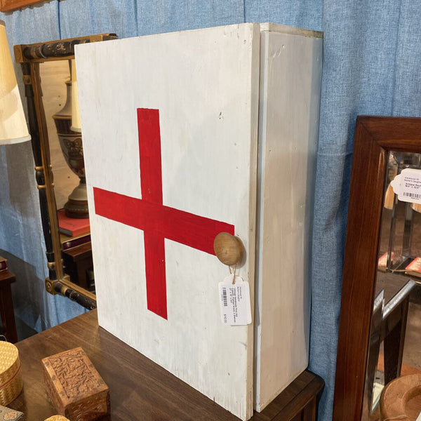 Vintage Handmade First Aid Cabinet, Painted Wood, 3 Shelves, Wall Mounted - 21" x 15" x 6.5" -- IN STORE PICK UP ONLY