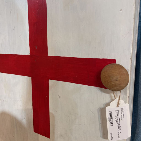 Vintage Handmade First Aid Cabinet, Painted Wood, 3 Shelves, Wall Mounted - 21" x 15" x 6.5" -- IN STORE PICK UP ONLY
