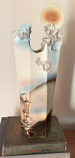 RARE 1980 FRED HALLIWELL LANDSCAPE POTTERY VASE, SIGNED AND DATED
