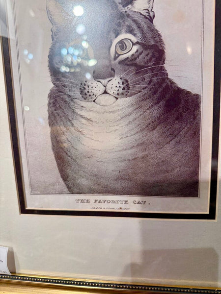 Vintage Print The Favorite Cat by Currier 15x18