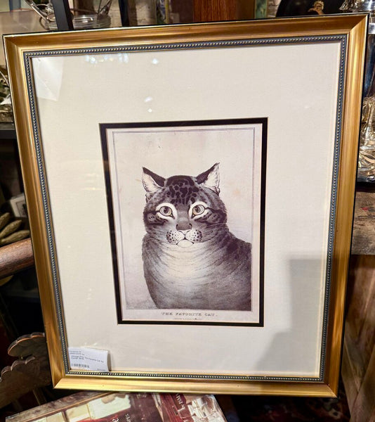 Vintage Print The Favorite Cat by Currier 15x18