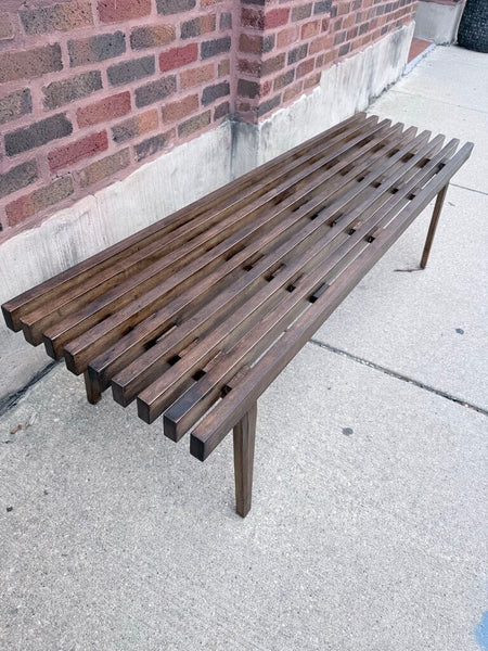 Mcm slatted wooden bench 17x16x60
