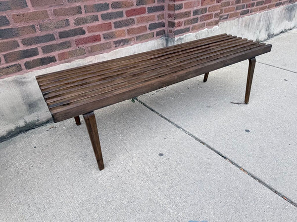 Mcm slatted wooden bench 17x16x60