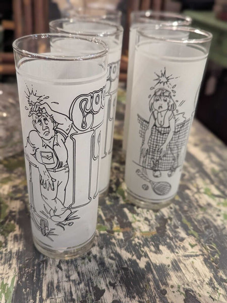LSBJ - Set of 6, Vintage 1977 Superior Collection "Good Sport" Highball Glasses