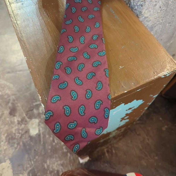 LSBJ - Vintage Buckingham Burgundy & Teal Men's Tie