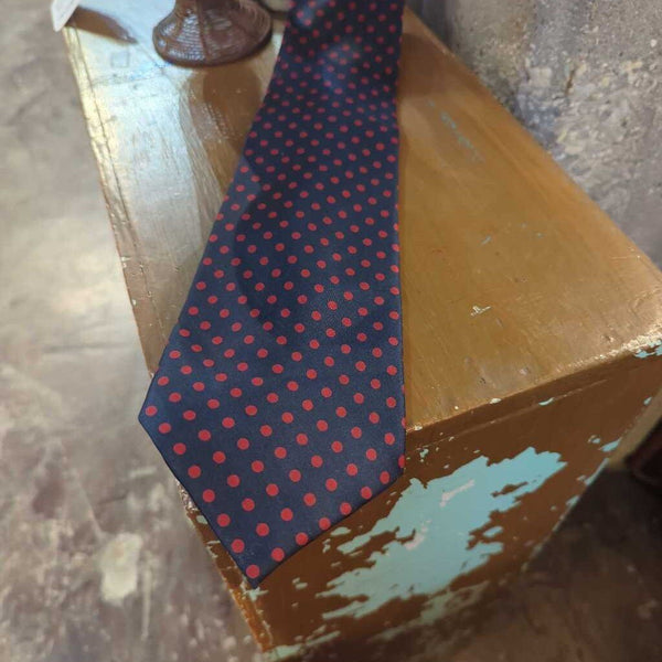 LSBJ - Vintage Navy/ Red Polka-Dot Italian Silk Men's Tie