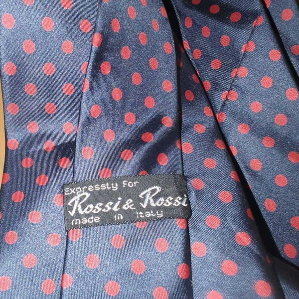 LSBJ - Vintage Navy/ Red Polka-Dot Italian Silk Men's Tie