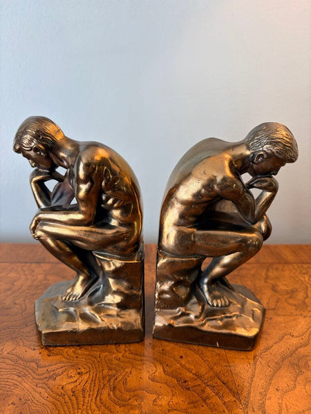 Vintage the thinker, brass book ends